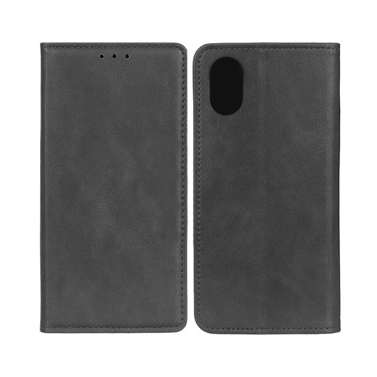 LEATHER FLIP COVER WITH INTERNAL POCKET FOR SAMSUNG GALAXY A03 CORE BLACK